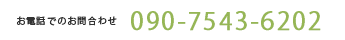 お電話でのお問い合わせ 090-7543-6202